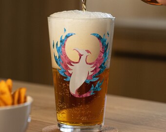 Trans Phoenix pint glass - transgender show pride beer glass