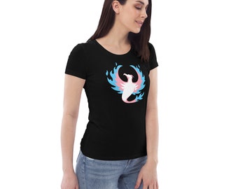 Trans Phoenix Women's Fitted T-Shirt - Transgender Pride Pheonix Flame