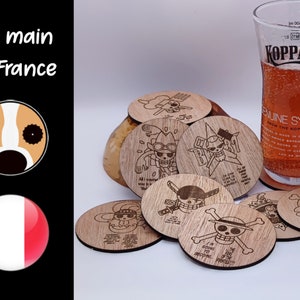 One Piece wooden coaster - Set of 9 - Ideal gift for One Piece fan - Fast shipping