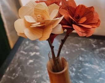 Fleur en bois - Cadeau unique pour la Saint Valentin ou la fête des Mères - Fait main en France