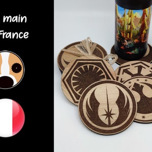 Star Wars wooden coasters - set of 6 - Ideal Star Wars fan gift - handmade in France