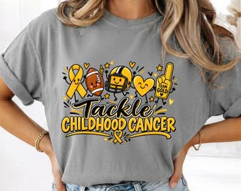 Tackle Childhood Cancer PNG | Football | Gold Ribbon | Pediatric Cancer Awareness