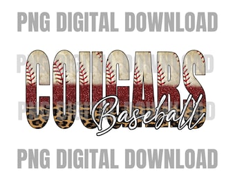 Cougars Baseball PNG / Cougars Sublimation Design / Cougars Download digitale / Baseball Sublimation / Digitale personalizzato / Cougars PNG