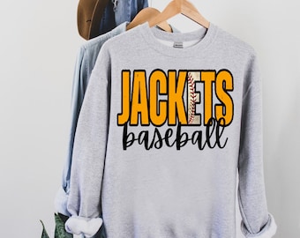 Yellow Jackets Baseball PNG, Team Mascot Shirt Design, Game Day Baseball Graphic, School Spirit Sublimation File, Instant Download