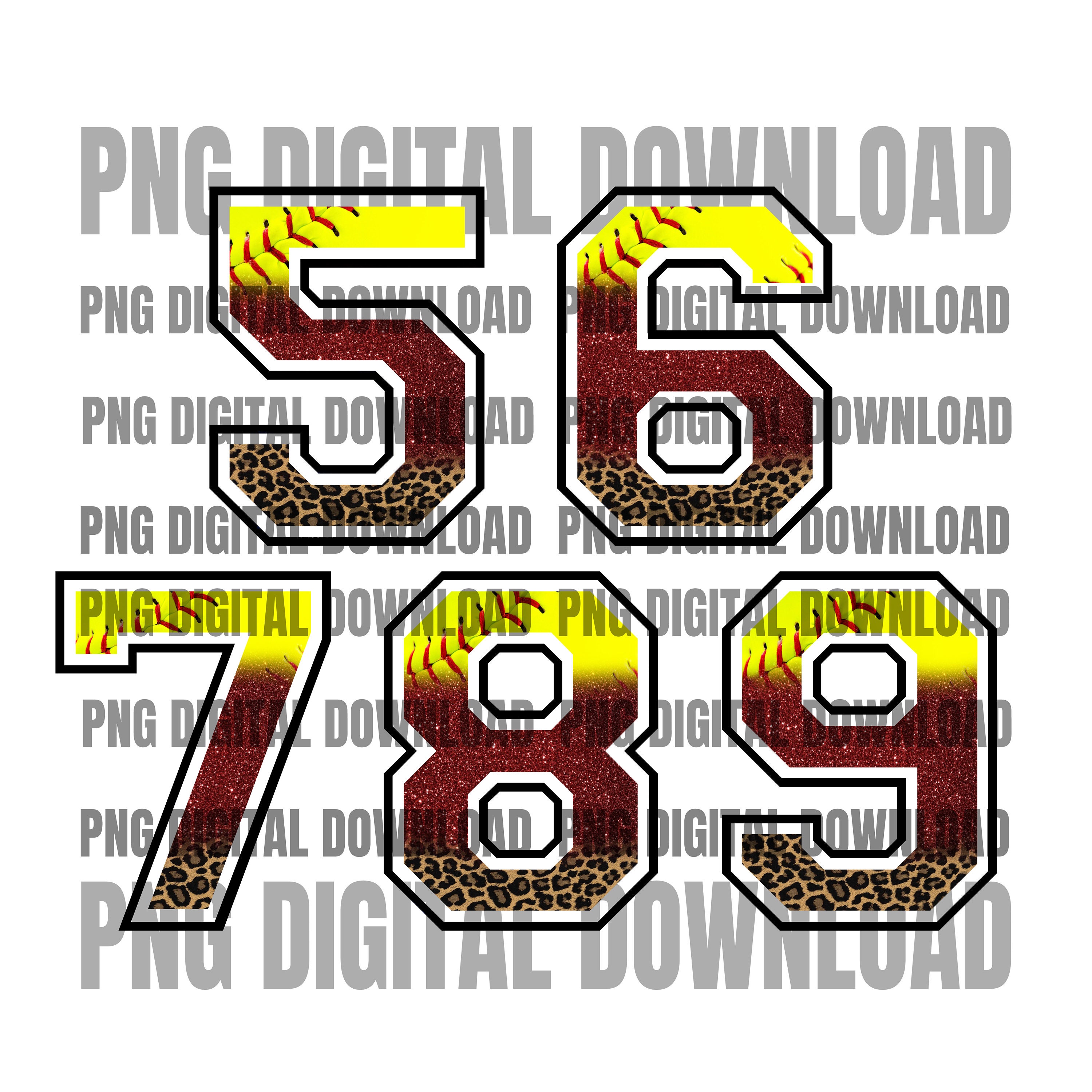 Softball Numbers 5-9 Maroon Softball PNG, Softball Letter Design ...
