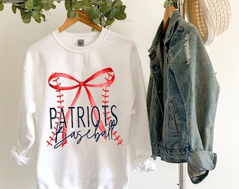 Patriots Baseball Bow PNG | Patriots Digital Download | Coquette Bows Png | Patriots Baseball PNG