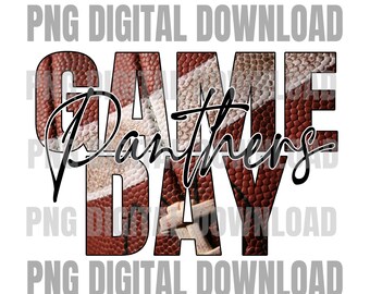 Dzień meczu Panthers Football PNG | Projekt maskotki szkolnej | Plik sublimacji | Projekt koszulki piłkarskiej | Pobieranie cyfrowe