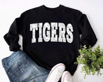 Tigers White Camo PNG, Schulgeist-Shirt-Design, Team Maskottchen Grafik, Spieltag Sportsublimationsdatei, Sofort-Download