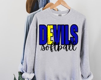 Devils Softball PNG | Blue Devils Digital Download | Blue Devils PNG