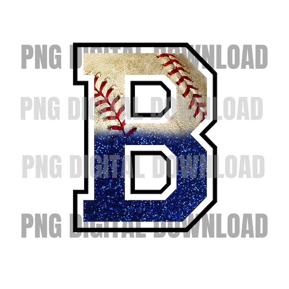 Letter B Baseball Blue PNG Image Baseball Letter Design | Etsy