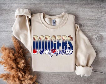 Dodgers Baseball PNG, Team Mascot Shirt Design, Game Day Baseball Graphic, School Spirit Sublimation File, Instant Download