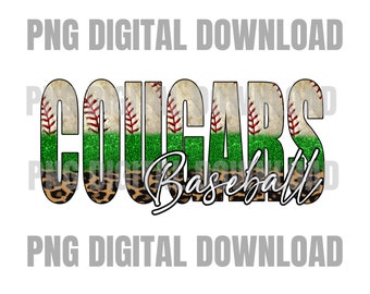 Cougars Baseball PNG / Cougars Sublimation Design / Cougars Download digitale / Baseball Sublimation / Digitale personalizzato / Cougars PNG