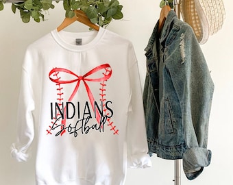 Indians Softball PNG | Sublimation Design | Sublimation PNG | Digital Download | Coquette Bows Png | Softball png | Indians PNG