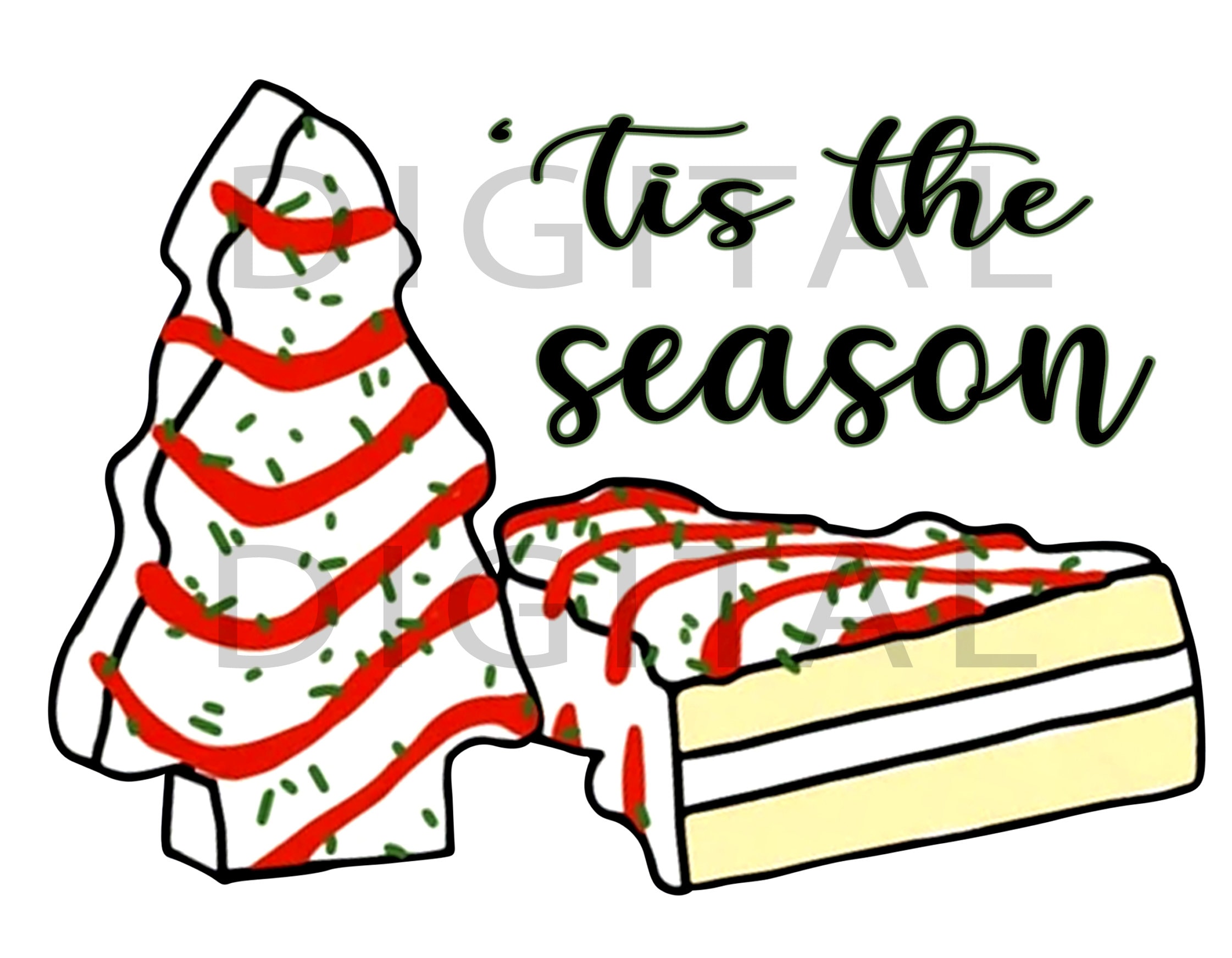 Tis' the Season Little Debbie Christmas Cake Sublimation Etsy