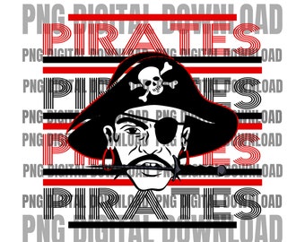 Piratas PNG / Diseño de mascota para el espíritu escolar / Archivo de sublimación / Camiseta para el día del partido / Diseño de camiseta de fútbol americano / Descarga digital
