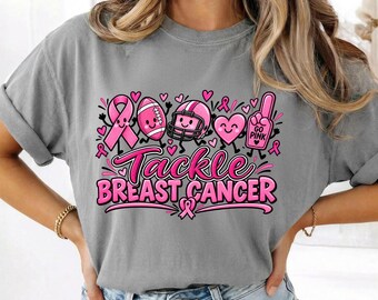 Breast Cancer Football PNG, Tackle Breast Cancer Shirt Design, Pink Ribbon Football PNG, Cancer Awareness Sublimation