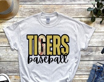 Tigers Baseball PNG, Game Day Team Shirt Design, Baseball Sublimation Graphic, School Spirit File, Instant Download