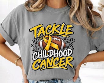Tackle Childhood Cancer PNG | Football | Gold Ribbon | Pediatric Cancer Awareness