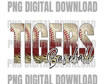 Tigers Baseball PNG, Spieltag Team Shirt Design, Baseball Sublimationsgrafik, Schulgeist Datei, Sofort Download