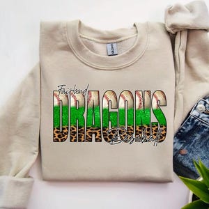 Fairland Dragons Baseball PNG | Dragons Digital Download | Baseball Sublimation | Baseball png | Dragons PNG