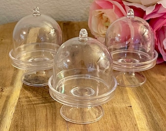 12  Mini Dome Cloche Favor / Clear Acrylic Cake Holder with Dome "1x3" Party Wedding Favors