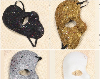 Half Face Glitter Mask  / Masquerade Bachelorette Party Mask,  White Bridal Mask