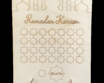 Ramadan Kareem Kids Calendar / Eid Countdown Calendar / Ramadan countdown / Wooden Calendar