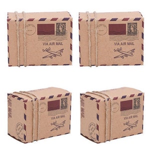 Paquet de 10 pcs Boîte à bonbons sur le thème du voyage Courrier / Lettre vintage / Courrier vintage