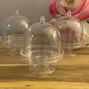 12  Large  Dome Cloche Favor / Clear Acrylic Cake Holder with Dome "2.75"D x 3.75"H" Party Wedding Favors