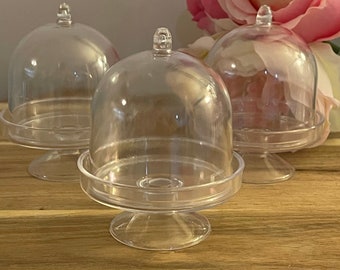 12  Large  Dome Cloche Favor / Clear Acrylic Cake Holder with Dome "2.75"D x 3.75"H" Party Wedding Favors