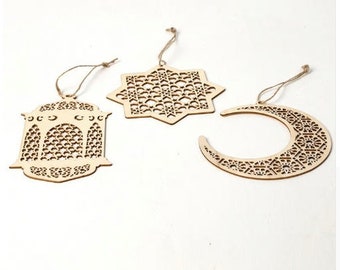 3 Piece Ramadan Hanging Lanterns / Wooden Lanterns DIY /  Eid Decorations / Ramadan Decorations