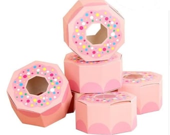 Donut Favor Box / 12 pieces Pink Donut Box / Donut Grow up Theme Donut Party