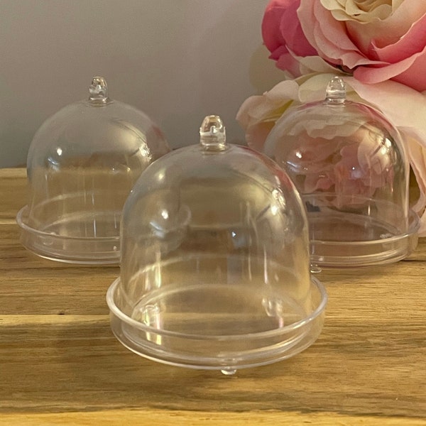 12   Dome Cloche Favor Flat Bottom / Clear Acrylic Cake Holder with Dome Party Wedding Favors
