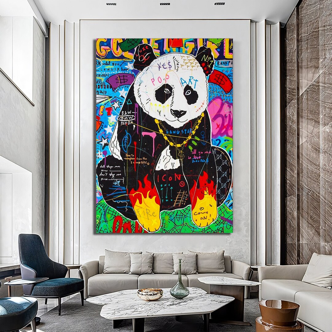 Panda Banksy Pop Art Canvas Print Panda Pop Art Graffiti Wall Art, Pop ...