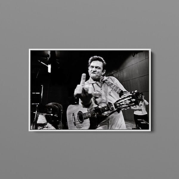 Johnny Cash Middle Finger at San Quentin Prison | Canvas Wall Art, Posters, Prints, Pictures, Paintings, Photos and Home Decor