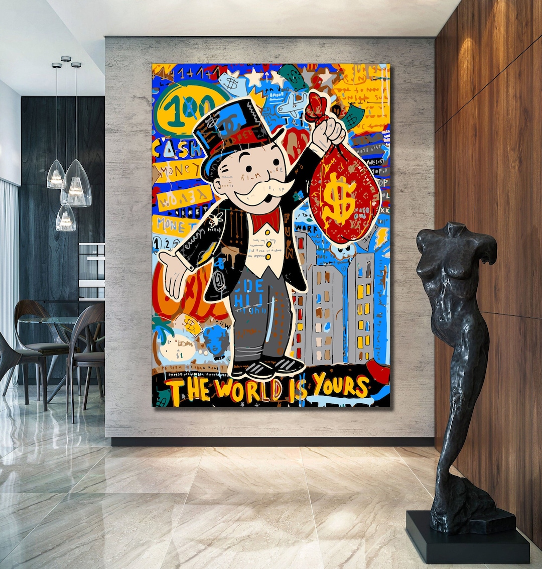Banksy Luxury Mr. Monopoly Man Graffiti Pop Art Canvas, Banksy Style ...