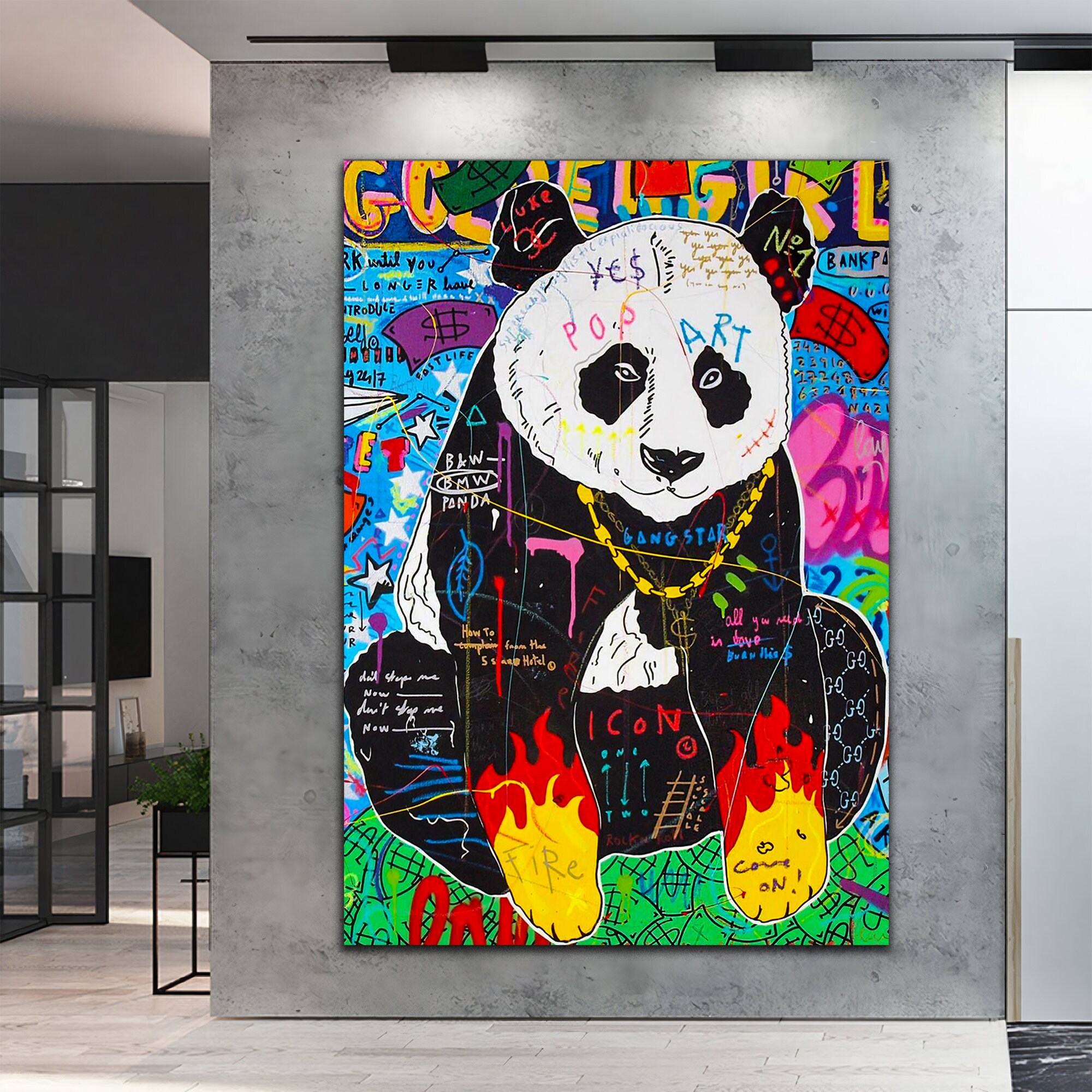 Panda Banksy Pop Art Canvas Print Panda Pop Art Graffiti Wall Art, Pop ...