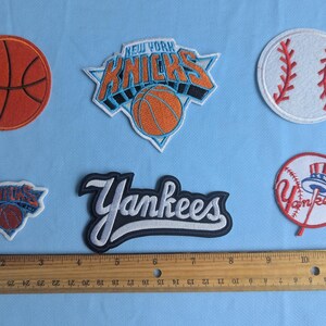 New York Knicks/ Yankees Patch lot.  6 Vibrant Iron on/ sew on Patches.