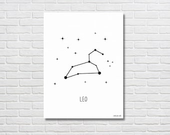 Leo Constellation Art Print | Zodiac Constellations | Astrology Constellations | Space Themed Art