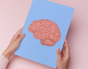 Anatomical Brain Art Print | Neuroscience Art | Digital Illustration | Anatomy Themed Art