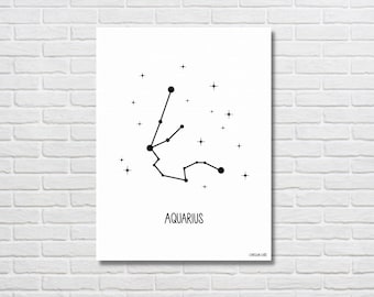 Aquarius Constellation Art Print | Zodiac Constellations | Astrology Constellations | Space Themed Art