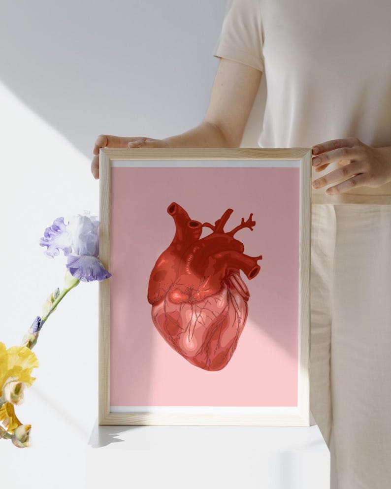 Anatomical Heart Art Print | Digital Illustration | Anatomy Themed Art ...
