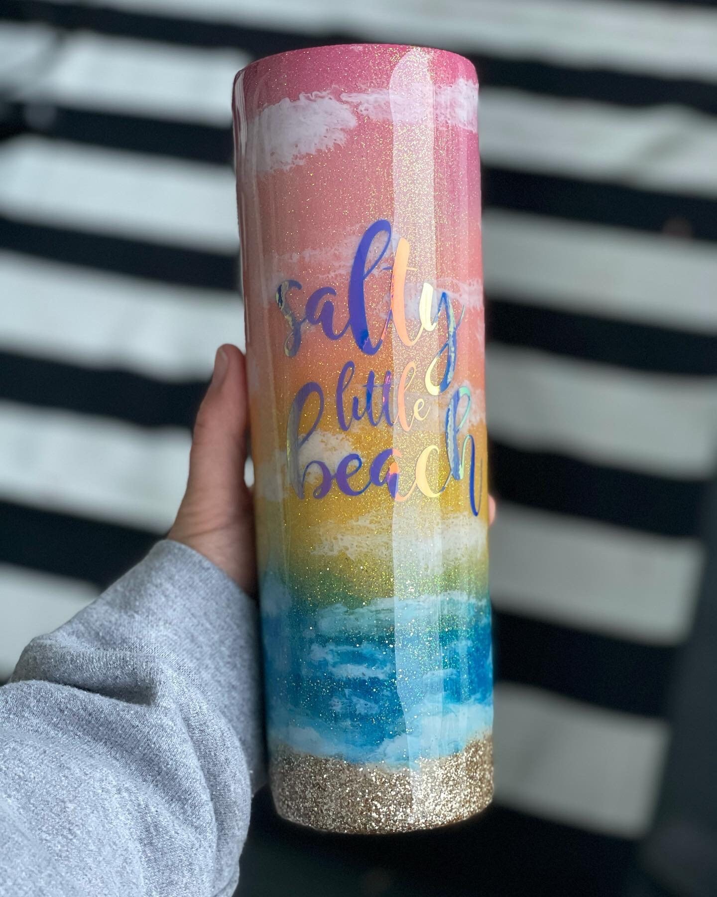 Sunset Glitter Tumbler Beach Tumbler Salty Beach Beach Etsy UK