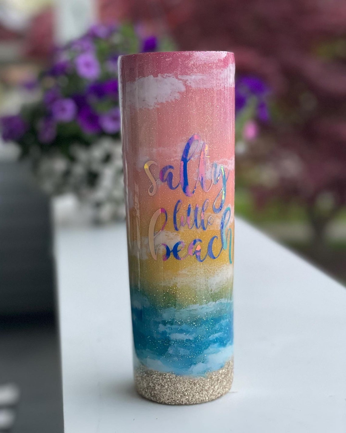Sunset Glitter Tumbler Beach Tumbler Salty Beach Beach Etsy UK