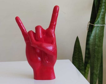 Metalen handsculptuur | Rock-'n-roll-hand | Trendy cadeau voor rockliefhebbers | Bureaubladkunst | Metalen bord | Verschillende kleuropties| Handsculptuur |