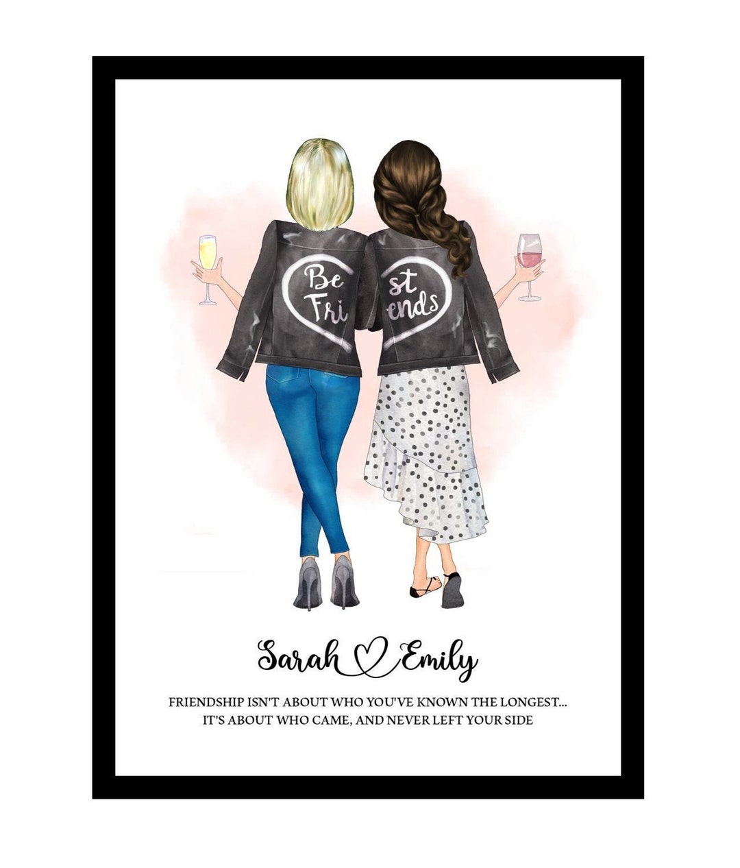 Personalised Best Friends Jacket Portrait Print Gift Etsy