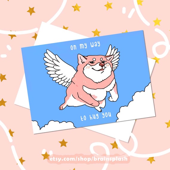 On My Way To Hug You Art Print Funny Meme Dog Husky Etsy