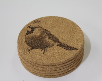 Laser etched bird coasters