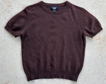 EMANUEL UNGARO / LIBERTE / 2000 / Top / jersey de cuello redondo de manga corta / túnica de lana de corte cropped / S