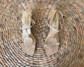 ROBERT CLERGERIE / France / natural leather / 2000 / FW / Sandal / slingback kitten heel / 37 / 7 B